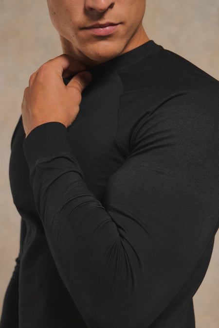 Athletic Fit Signature Long Sleeve T-Shirt in Black