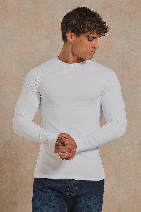 Athletic Fit Signature Long Sleeve T-Shirt in White