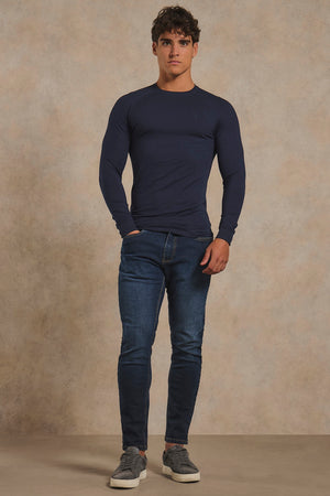 Athletic Fit Signature Long Sleeve T-Shirt in Navy