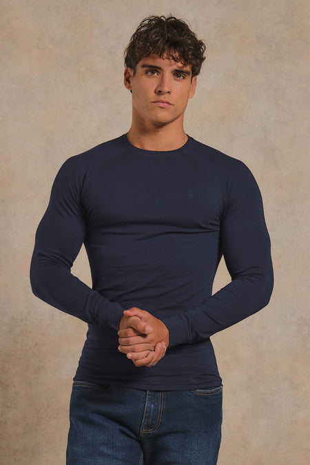 Athletic Fit Signature Long Sleeve T-Shirt in Navy