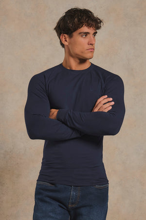 Athletic Fit Signature Long Sleeve T-Shirt in Navy