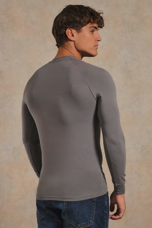 Athletic Fit Signature Long Sleeve T-Shirt in Charcoal