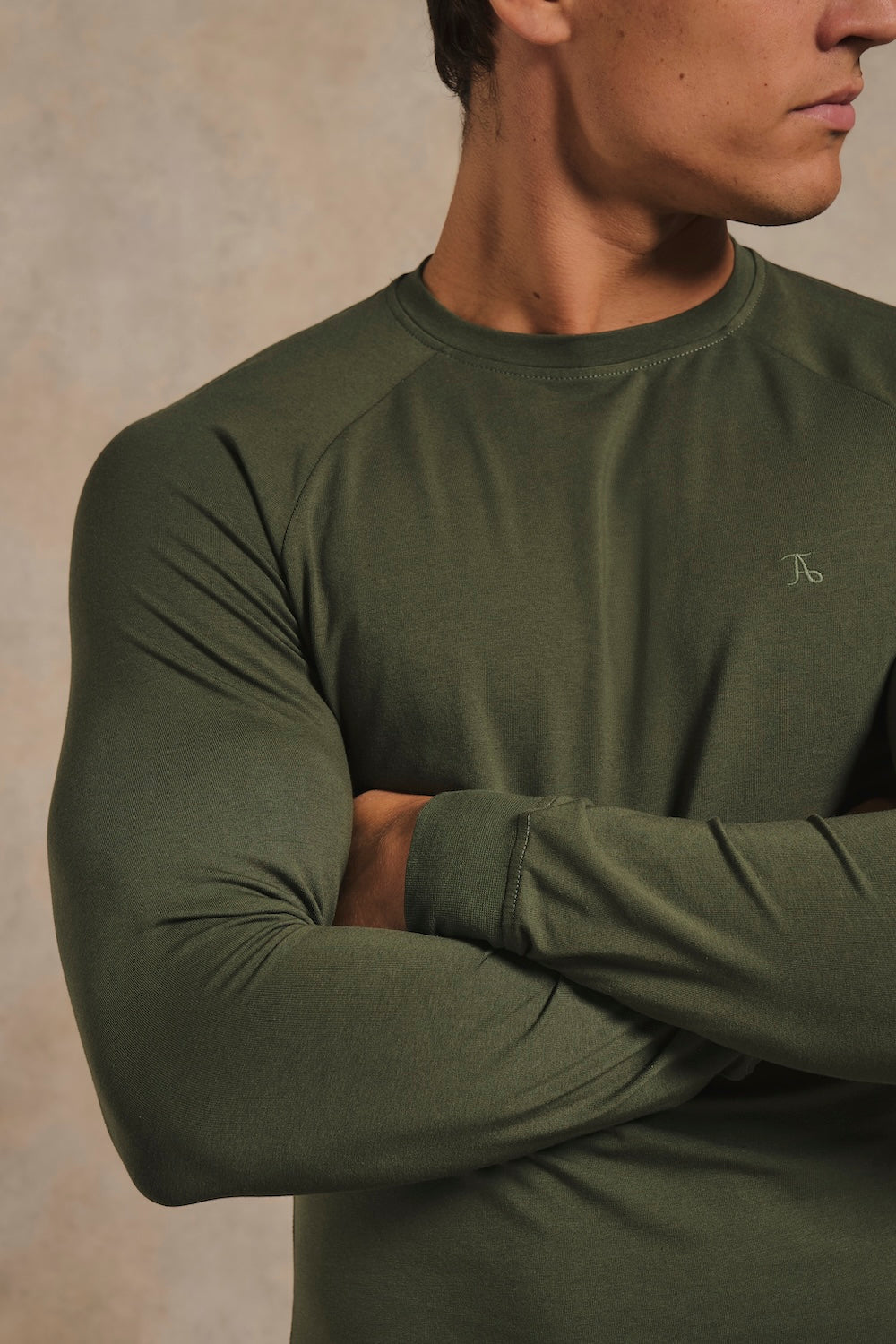 Athletic Fit Signature Long Sleeve T-Shirt in Khaki