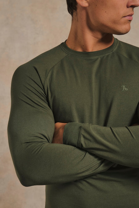 Athletic Fit Signature Long Sleeve T-Shirt in Khaki