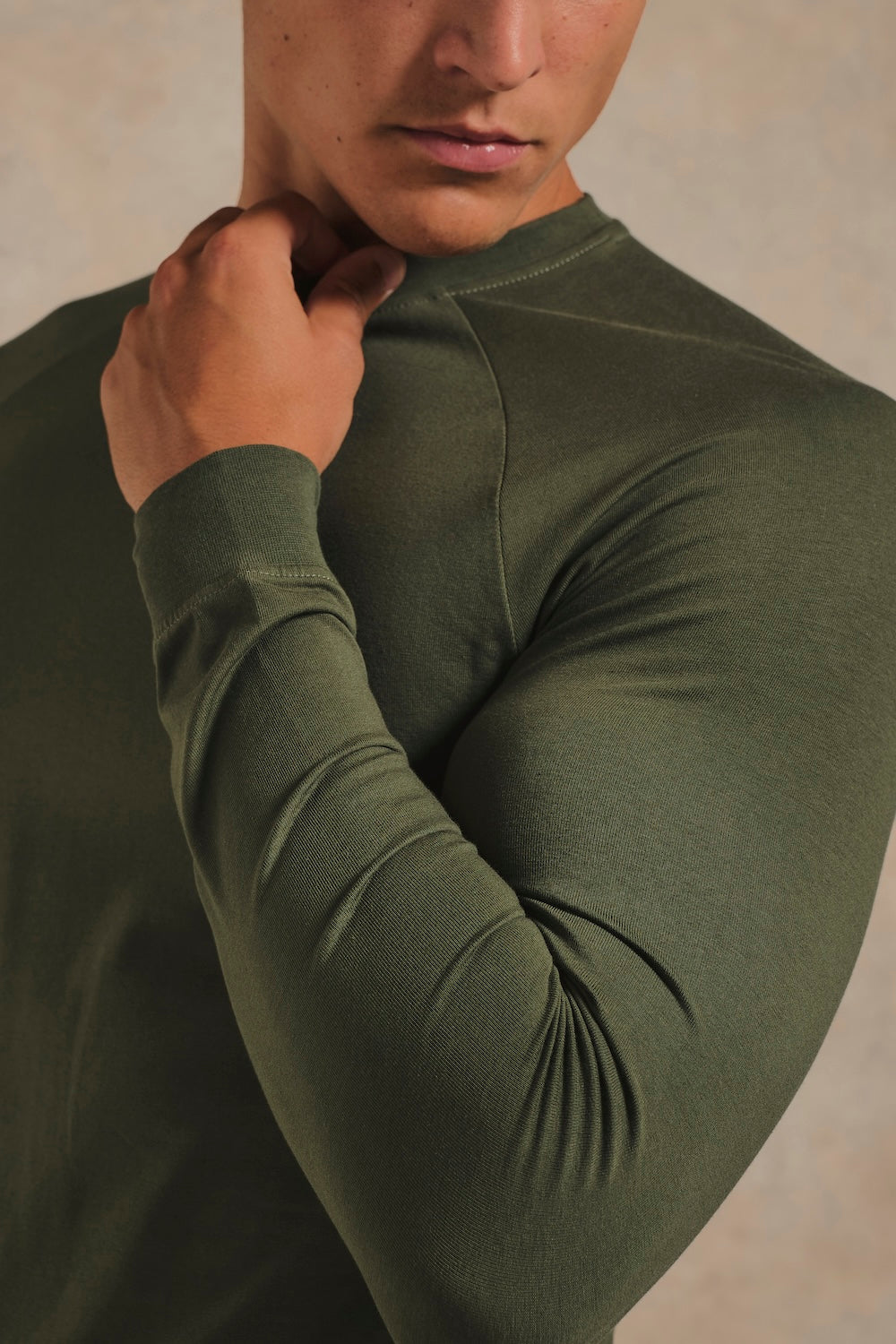 Athletic Fit Signature Long Sleeve T-Shirt in Khaki
