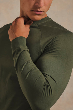Athletic Fit Signature Long Sleeve T-Shirt in Khaki