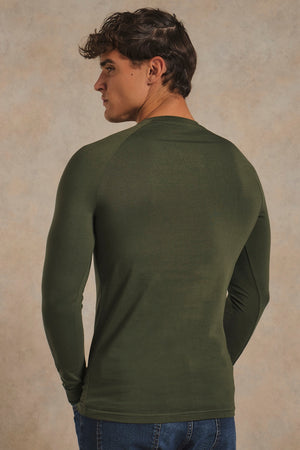 Athletic Fit Signature Long Sleeve T-Shirt in Khaki