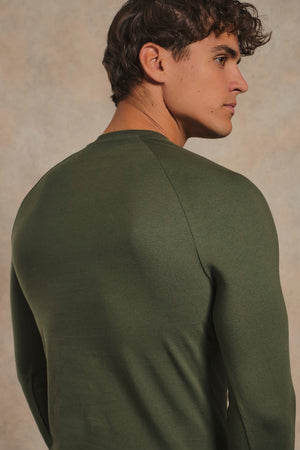 Athletic Fit Signature Long Sleeve T-Shirt in Khaki