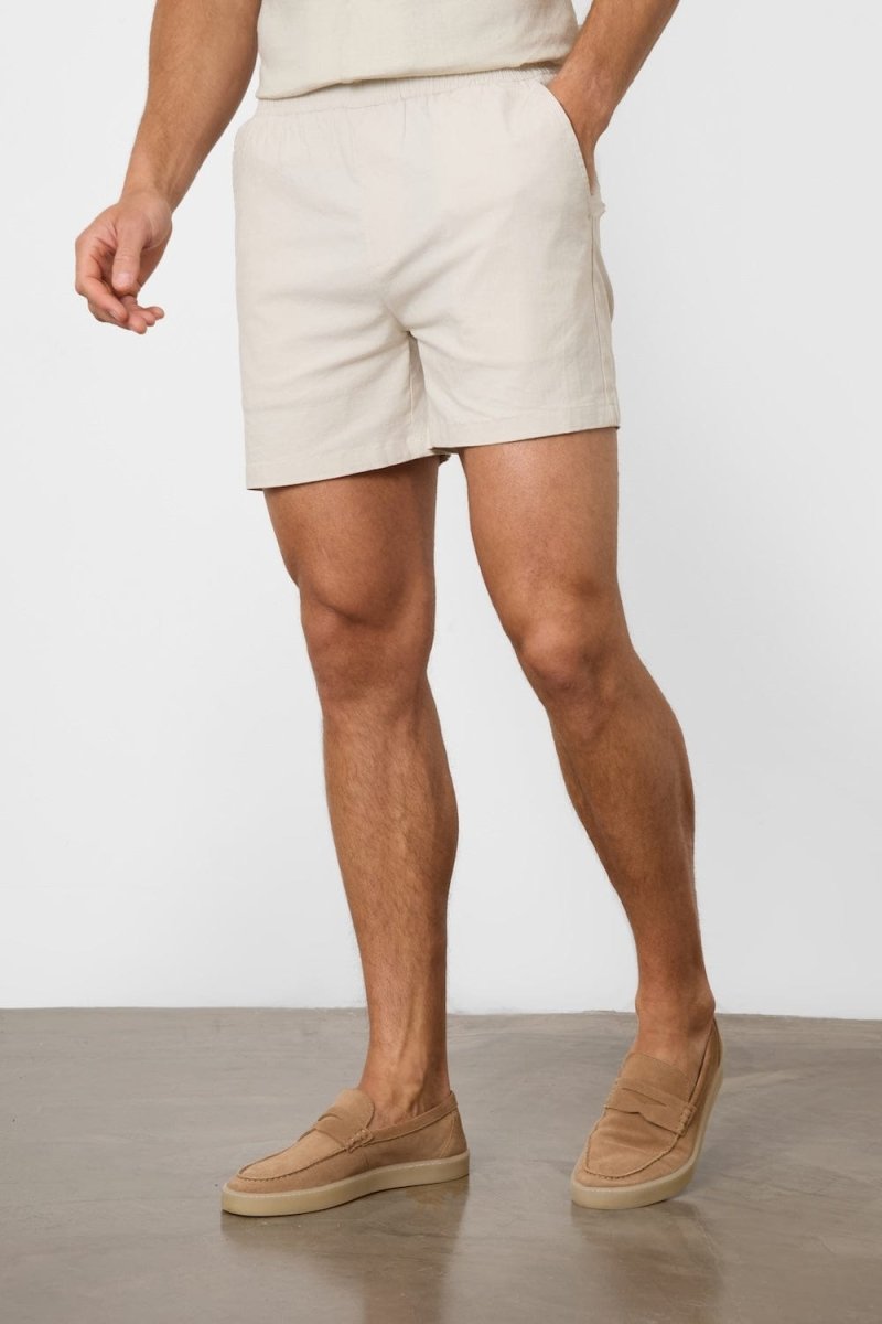 Linen Blend Shorts in Stone - TAILORED ATHLETE - USA