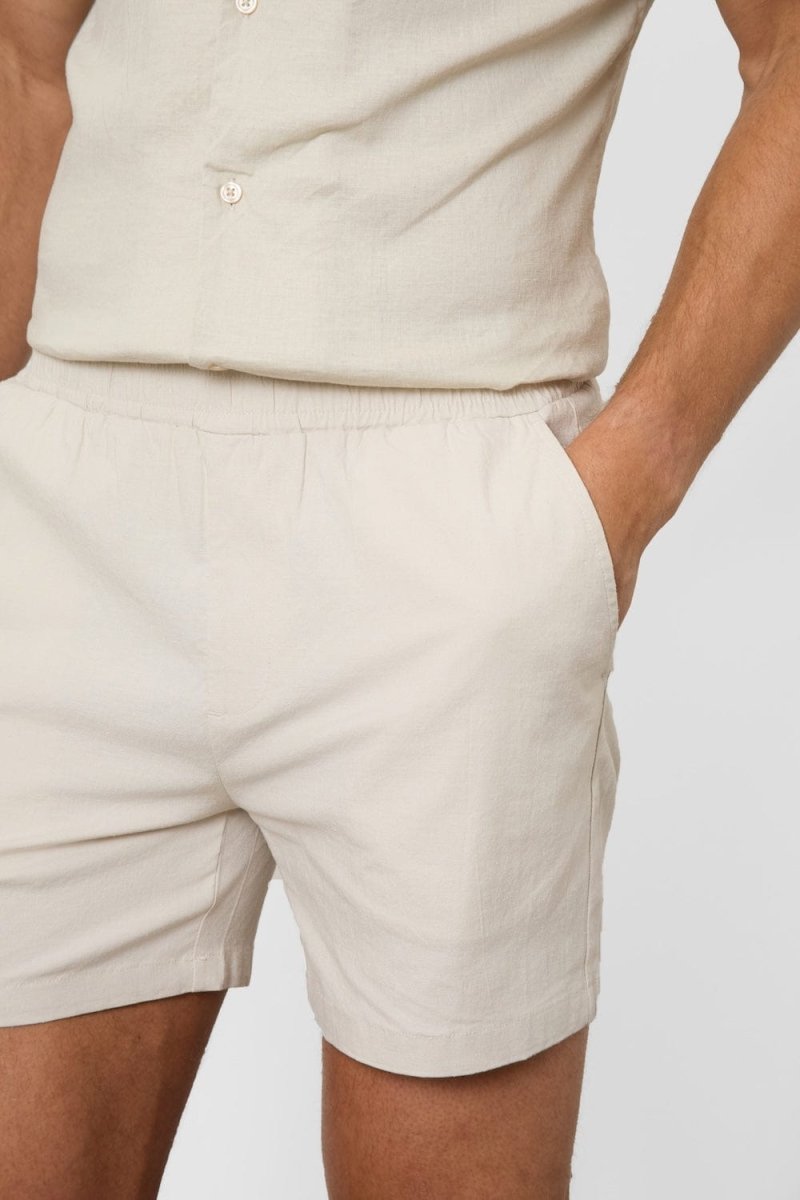 Linen Blend Shorts in Stone - TAILORED ATHLETE - USA