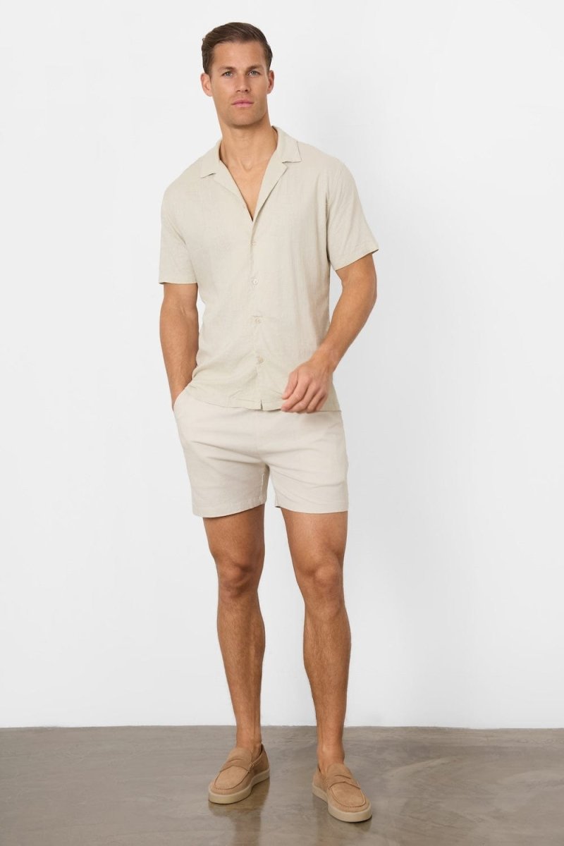 Linen Blend Shorts in Stone - TAILORED ATHLETE - USA