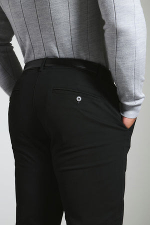 Athletic Fit Cotton Stretch Chino Pants in Black