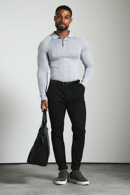 Athletic Fit Cotton Stretch Chino Pants in Black