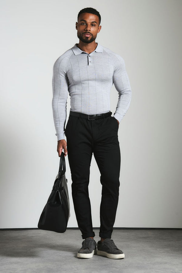 Athletic Fit Cotton Stretch Chino Pants in Black