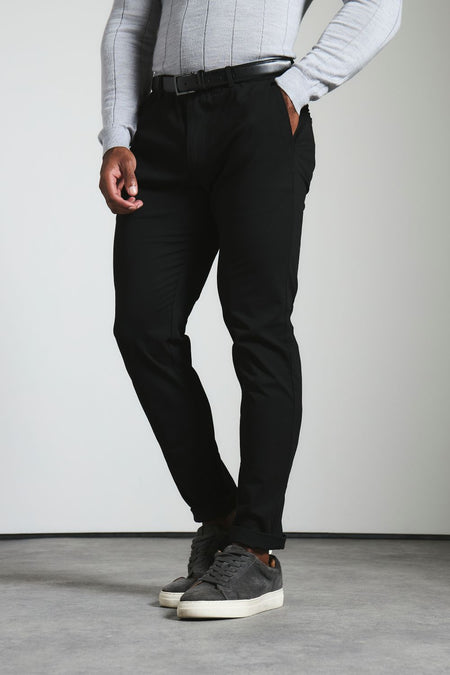 Athletic Fit Cotton Stretch Chino Pants in Black