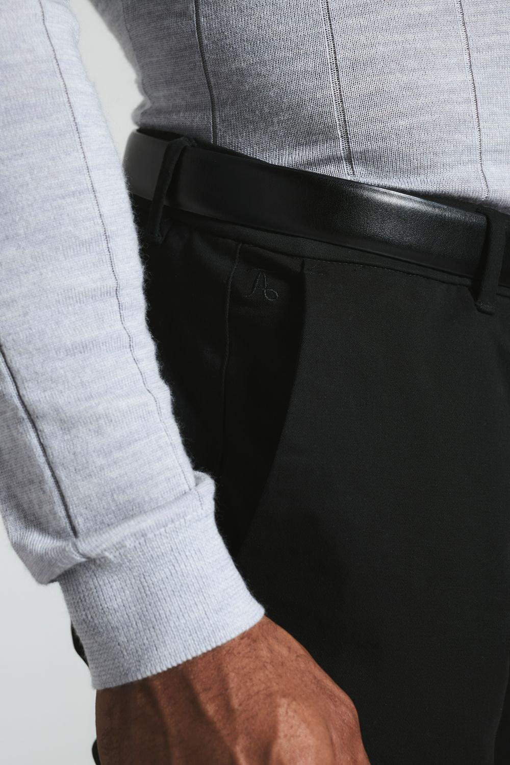 Athletic Fit Cotton Stretch Chino Pants in Black