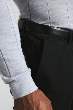 Athletic Fit Cotton Stretch Chino Pants in Black