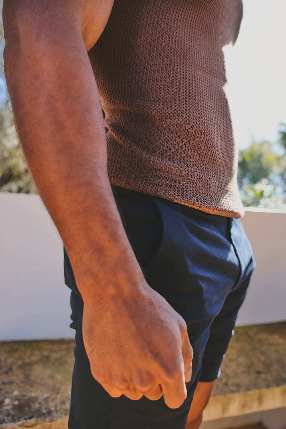 Athletic Fit Stretch Chino Shorts 7'' in Navy - TAILORED ATHLETE - USA