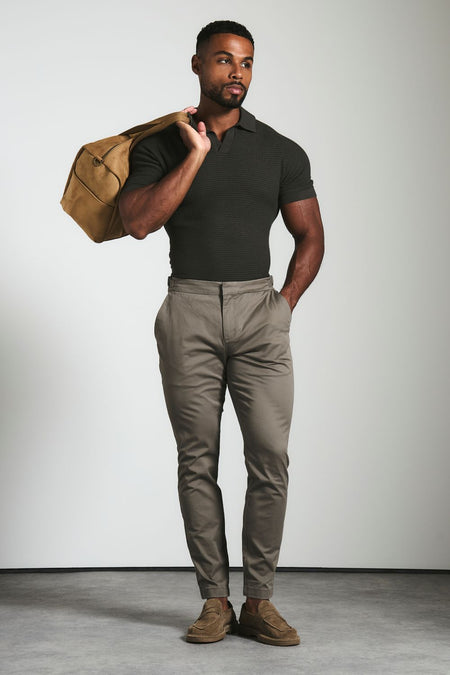 Smart Chino Side Adjuster Pants in Dark Taupe