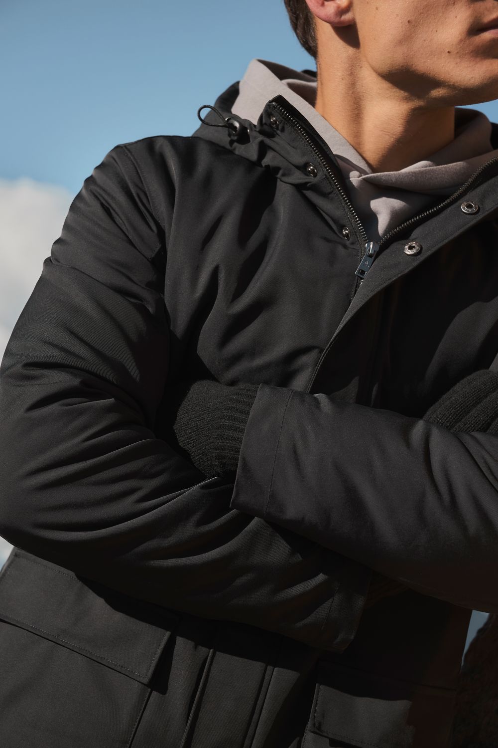 Shower Resistant Padded Parka in Black