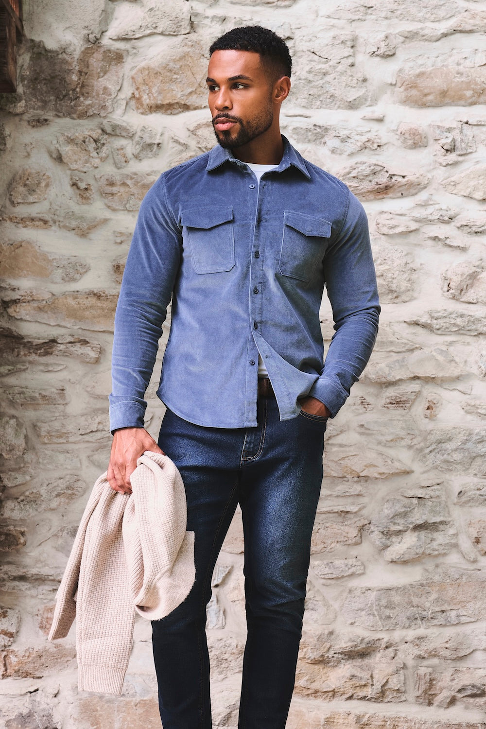 Cord Overshirt in Slate Blue