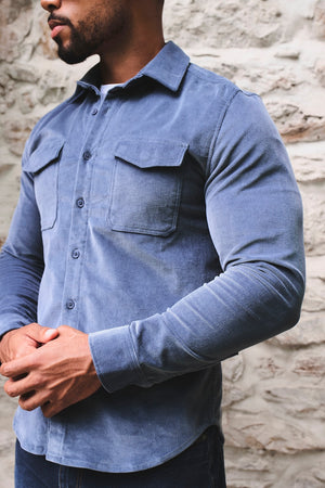Cord Overshirt in Slate Blue