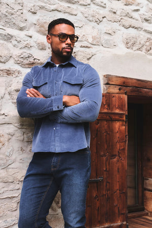 Cord Overshirt in Slate Blue