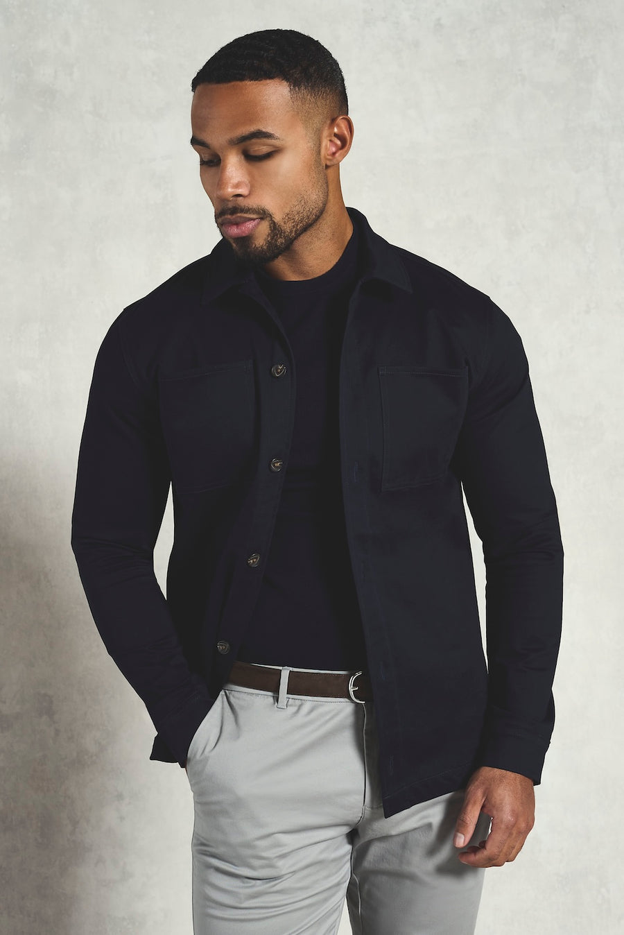 Cotton Rich Overshirt in Navy - TAILORED ATHLETE - USA