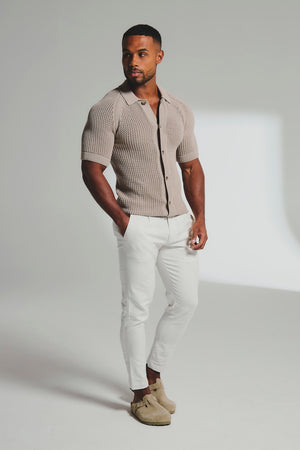 Crochet Knitted Shirt in Neutral - TAILORED ATHLETE - USA