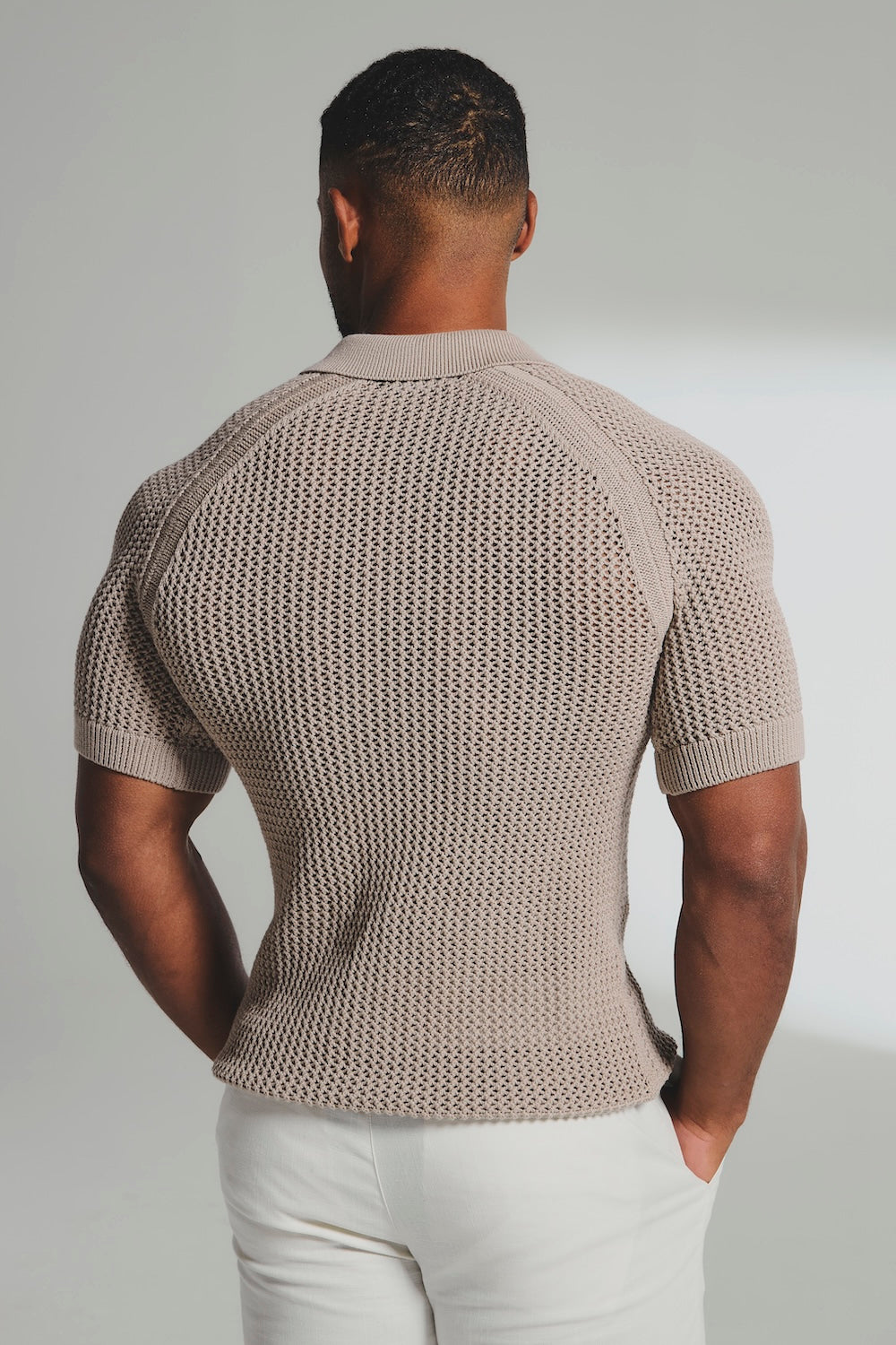Crochet Knitted Shirt in Neutral - TAILORED ATHLETE - USA