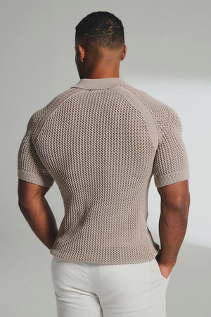 Crochet Knitted Shirt in Neutral - TAILORED ATHLETE - USA