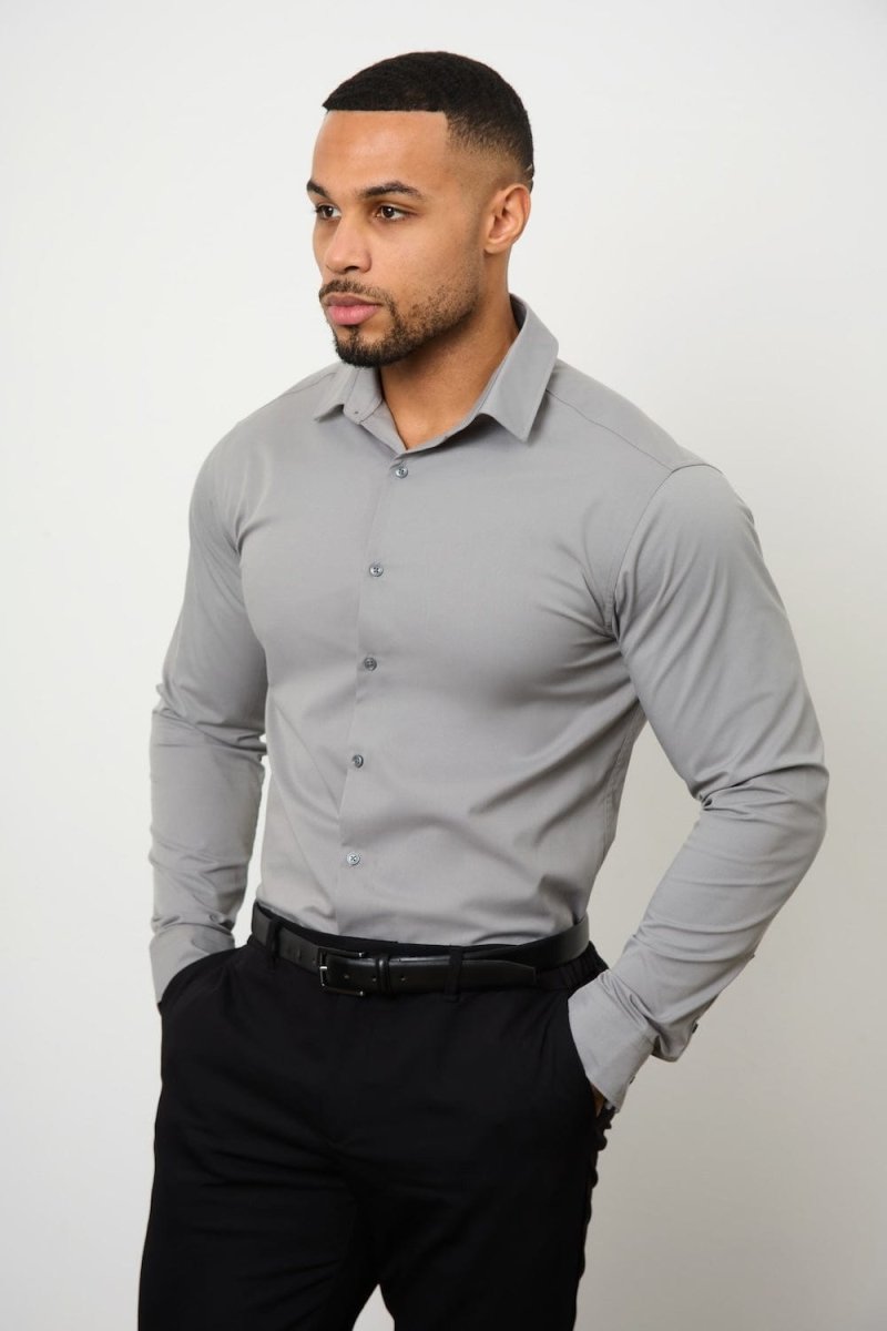 Athletic Fit Dress Shirt in Grey - TAILORED ATHLETE - USA