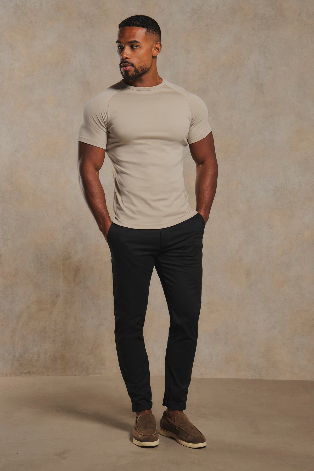 Mercerised Cotton T-Shirt in Stone