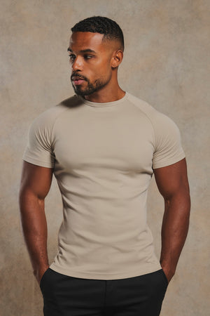 Mercerised Cotton T-Shirt in Stone