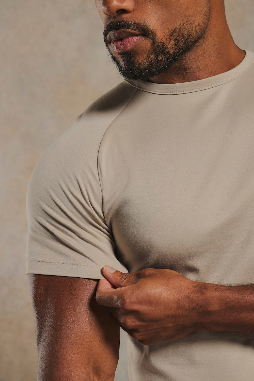 Mercerised Cotton T-Shirt in Stone