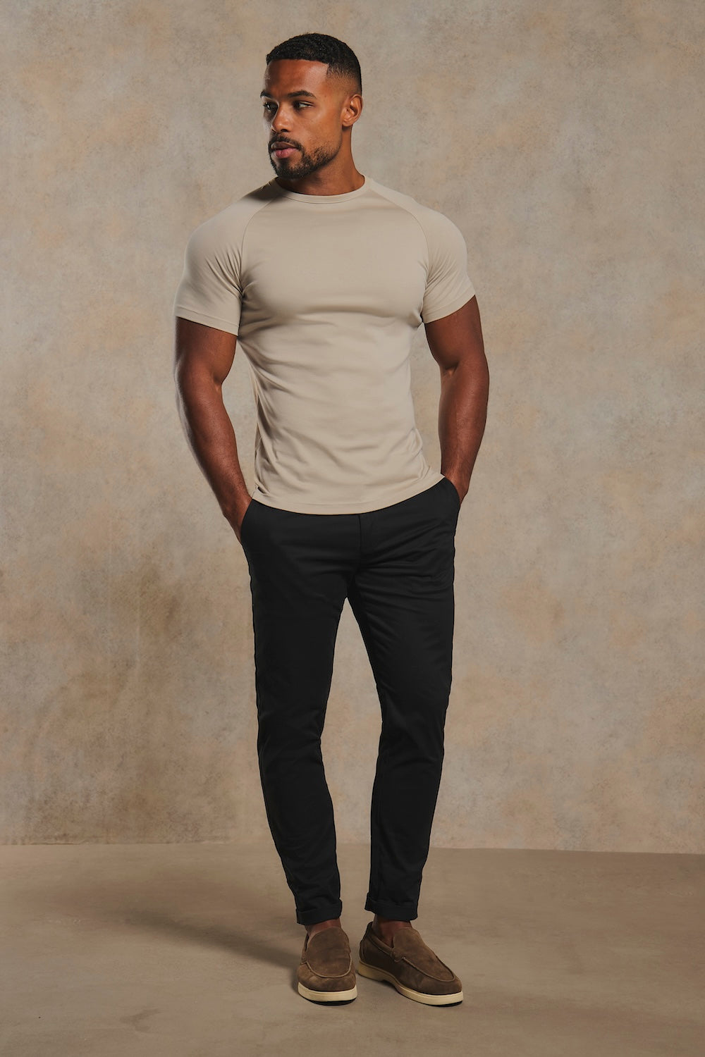Mercerised Cotton T-Shirt in Stone