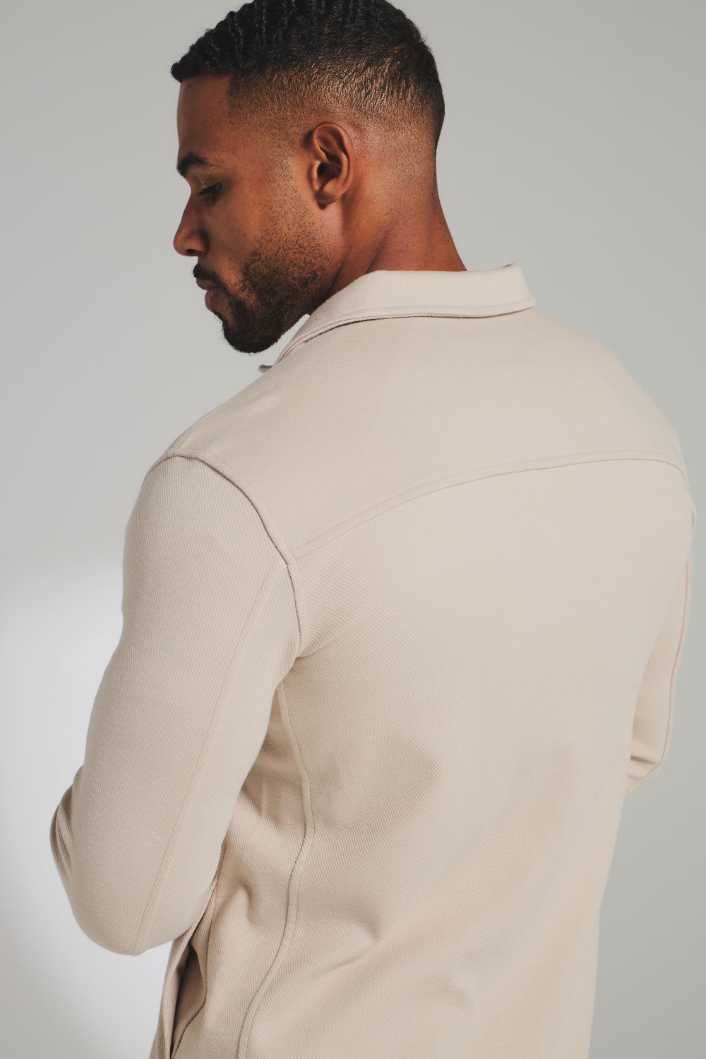 Twill Jersey Shacket in Stone