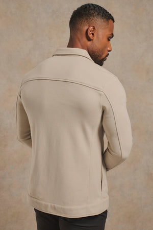 Twill Jersey Shacket in Stone
