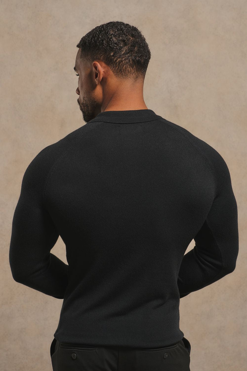 Knitted Polo Shirt in Black