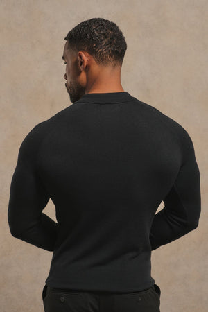 Knitted Polo Shirt in Black