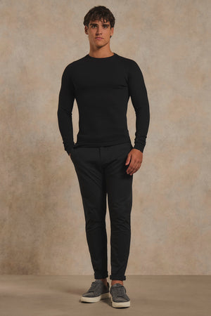 Heavy Weight Textured Crew Neck in Black