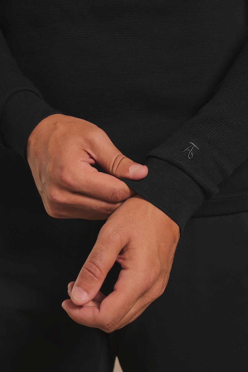 Heavy Weight Textured Crew Neck in Black