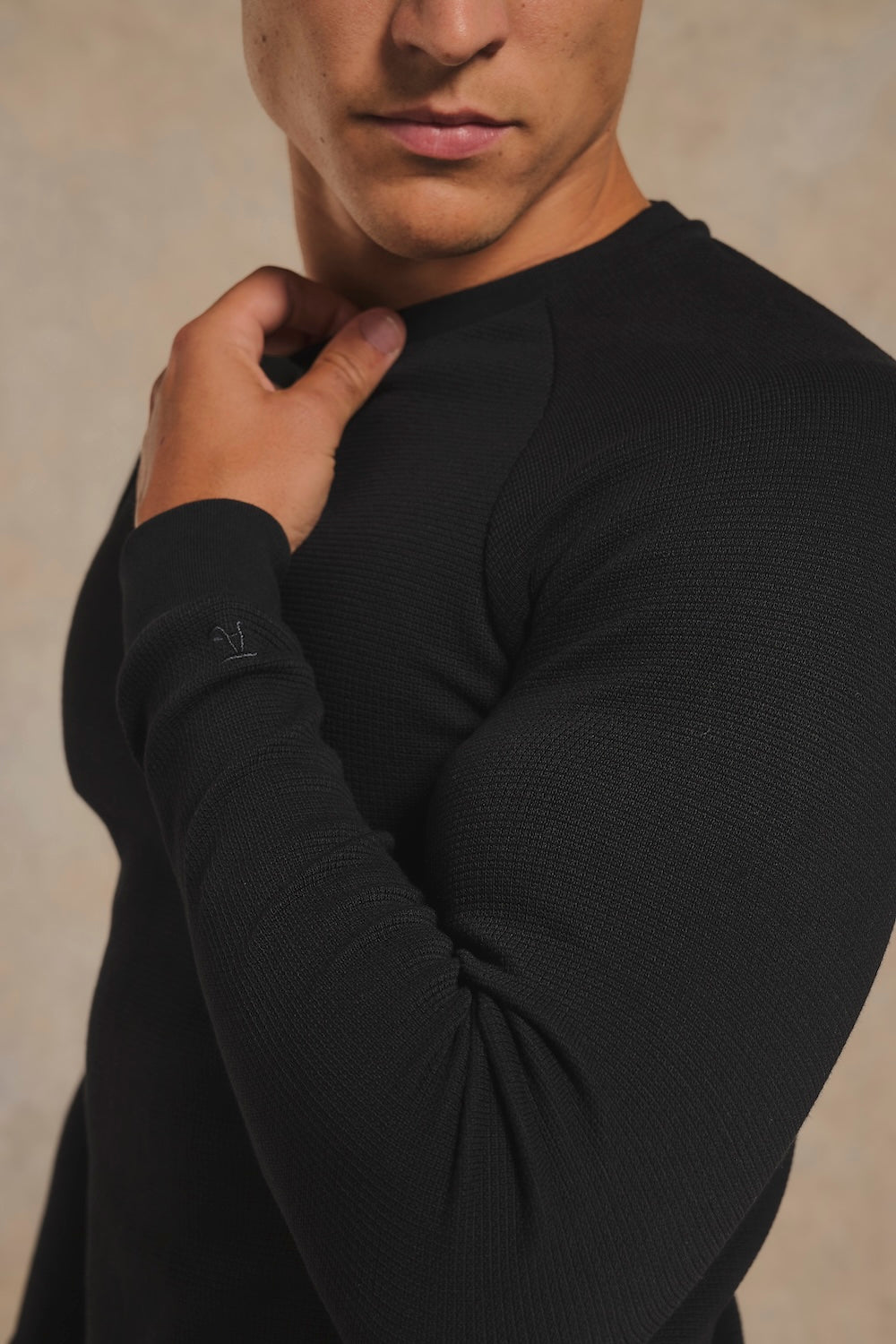 Heavy Weight Textured Crew Neck in Black