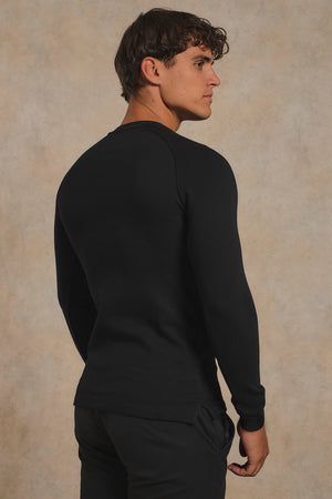 Heavy Weight Textured Crew Neck in Black