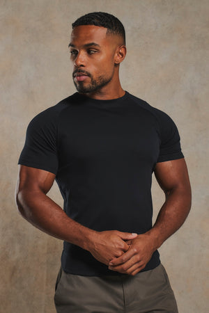Mercerised Cotton T-Shirt in Black