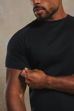 Mercerised Cotton T-Shirt in Black