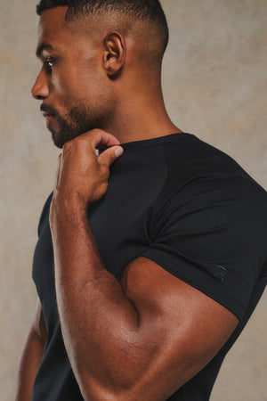 Mercerised Cotton T-Shirt in Black