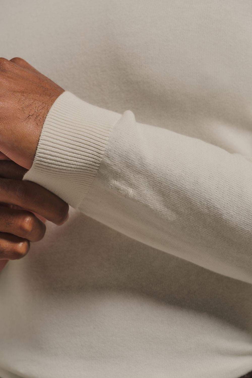 Open Collar Knitted Polo Shirt in Winter White