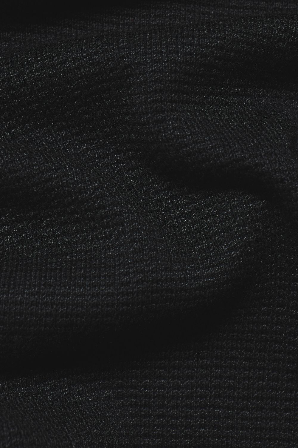 Square Textured Knitted Open Collar Polo Shirt in Black - TAILORED ATHLETE - USA