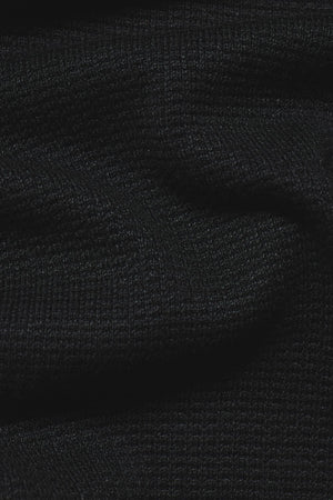 Square Textured Knitted Open Collar Polo Shirt in Black - TAILORED ATHLETE - USA